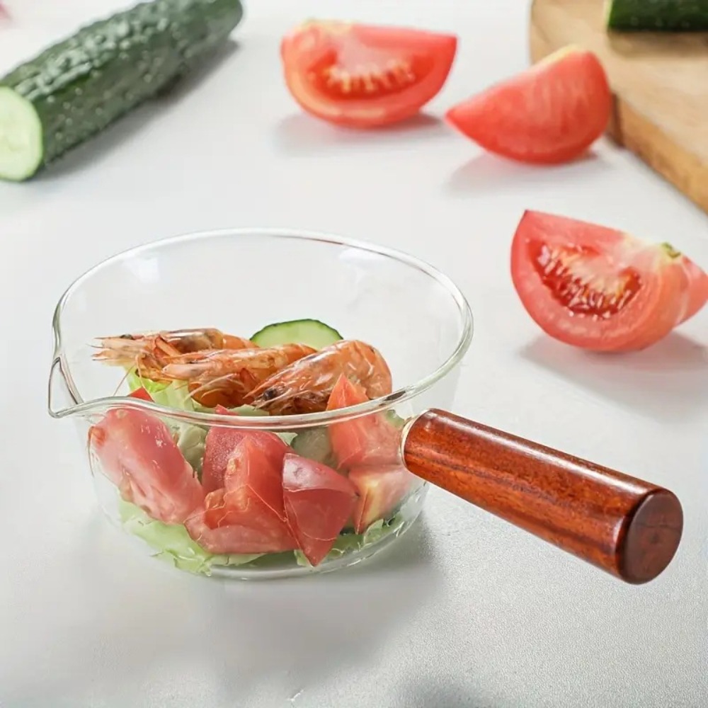 Baby Food Warmer - Fashion Wood Handle Glass Milk Pot