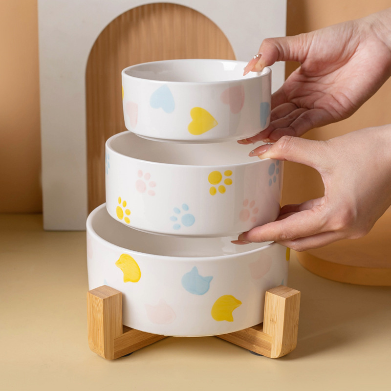 Ceramics Dog Bowl with Wood Ma - đánh giá và giá Baby Food Cat