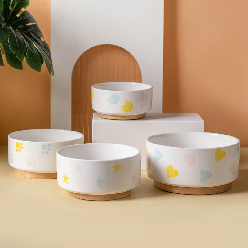 Ceramics Dog Bowl with Wood Ma - đánh giá và giá Baby Food Cat